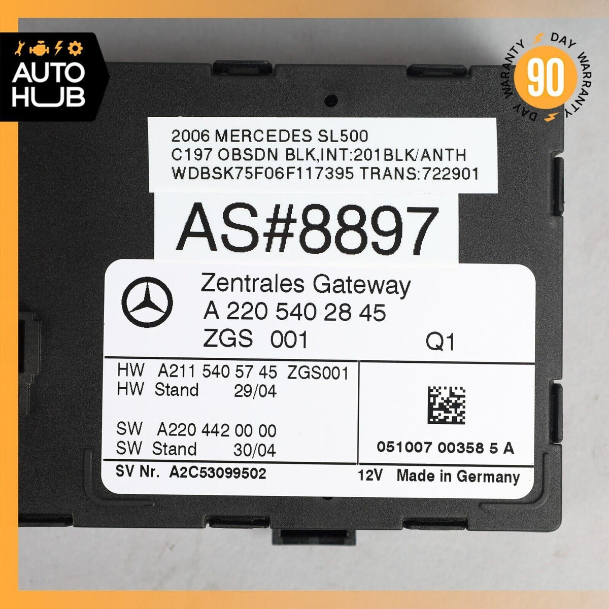 03-11 Mercedes R230 SL500 E320 Central Gateway Control Module 2205402845 OEM - photo 8
