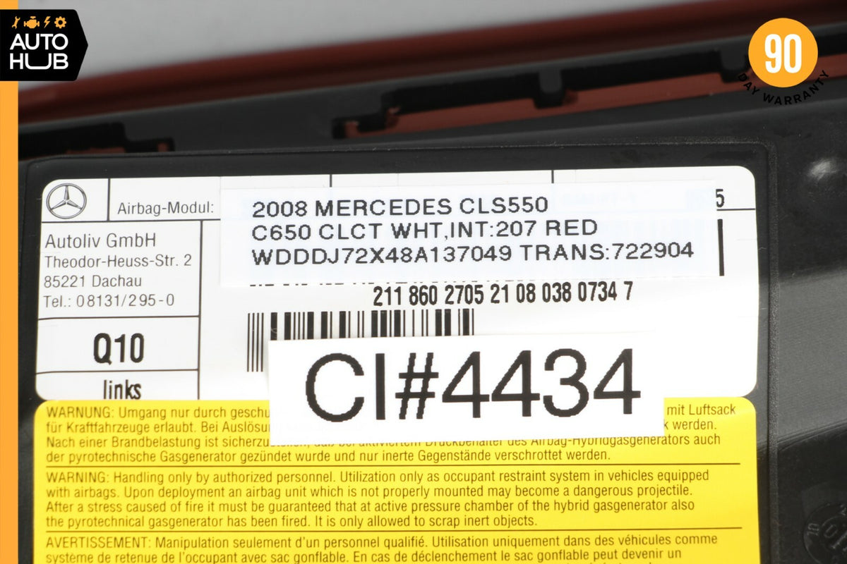 06-11 Mercede W219 CLS550 E350 Seat Airbag Air Bag Front Left Side Red OEM - photo 10