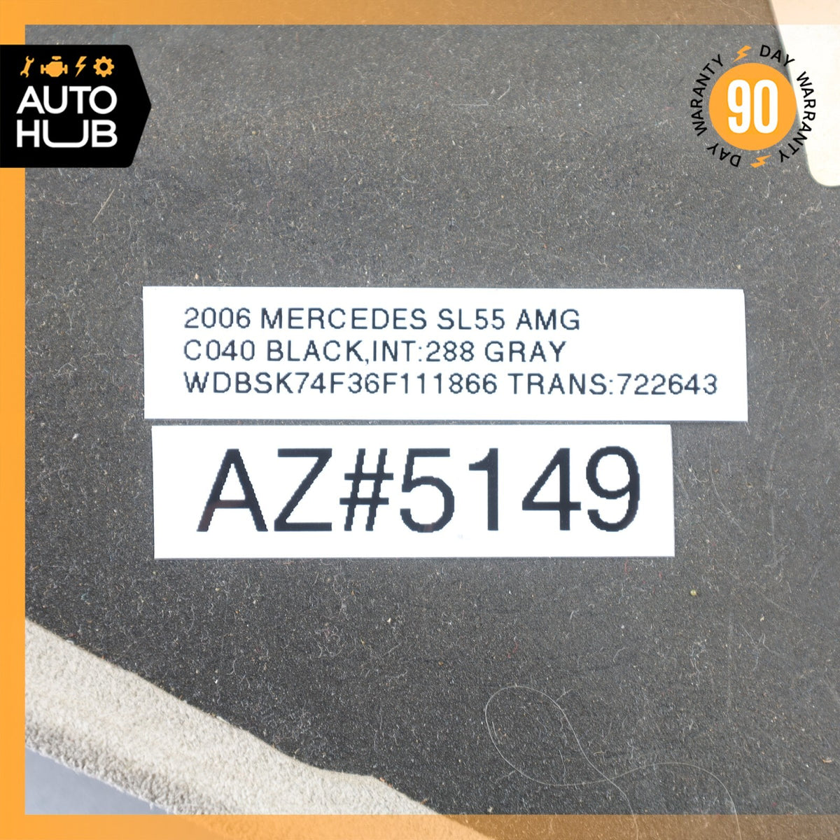 03-12 Mercedes R230 SL55 SL600 Right Top C Pillar Column Cover Trim Suede OEM - photo 12