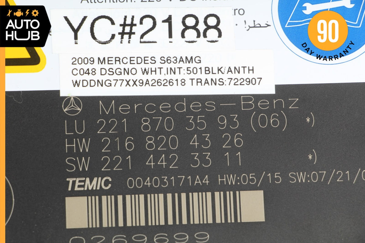 07-10 Mercedes W221 S63 CL550 Front Left or Right Seat Contour Control Module - photo 10