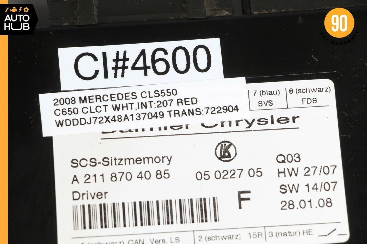 03-12 Mercedes W219 CLS550 GL450 E320 ML500 Seat Control Module Left Side OEM - photo 8