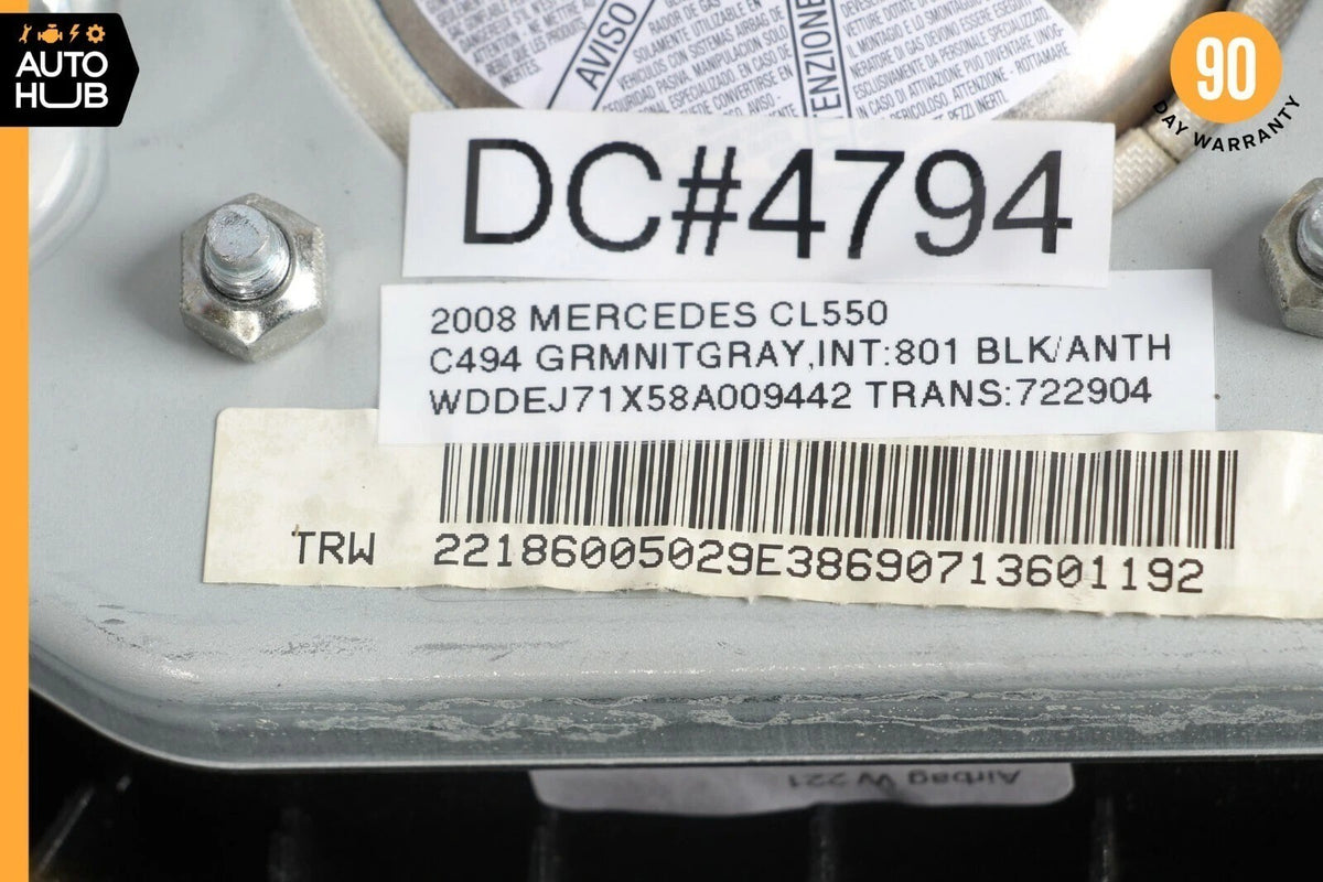 07-10 Mercedes W216 CL550 S550 S450 Steering Wheel Airbag Air Bag Black OEM - photo 12