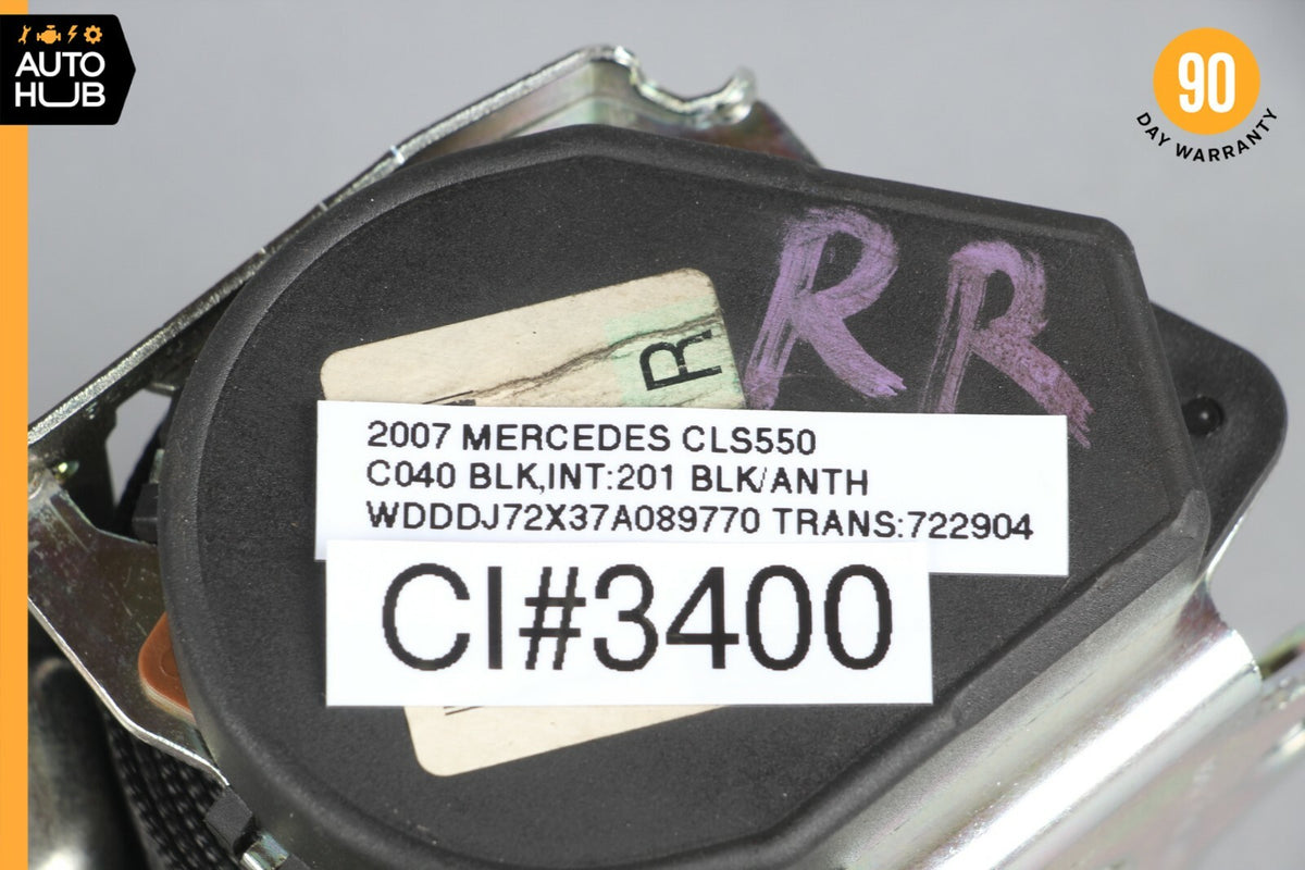 06-11 Mercedes W219 CLS550 CLS500 Rear Right Passenger Side Seat Belt Black OEM - photo 9