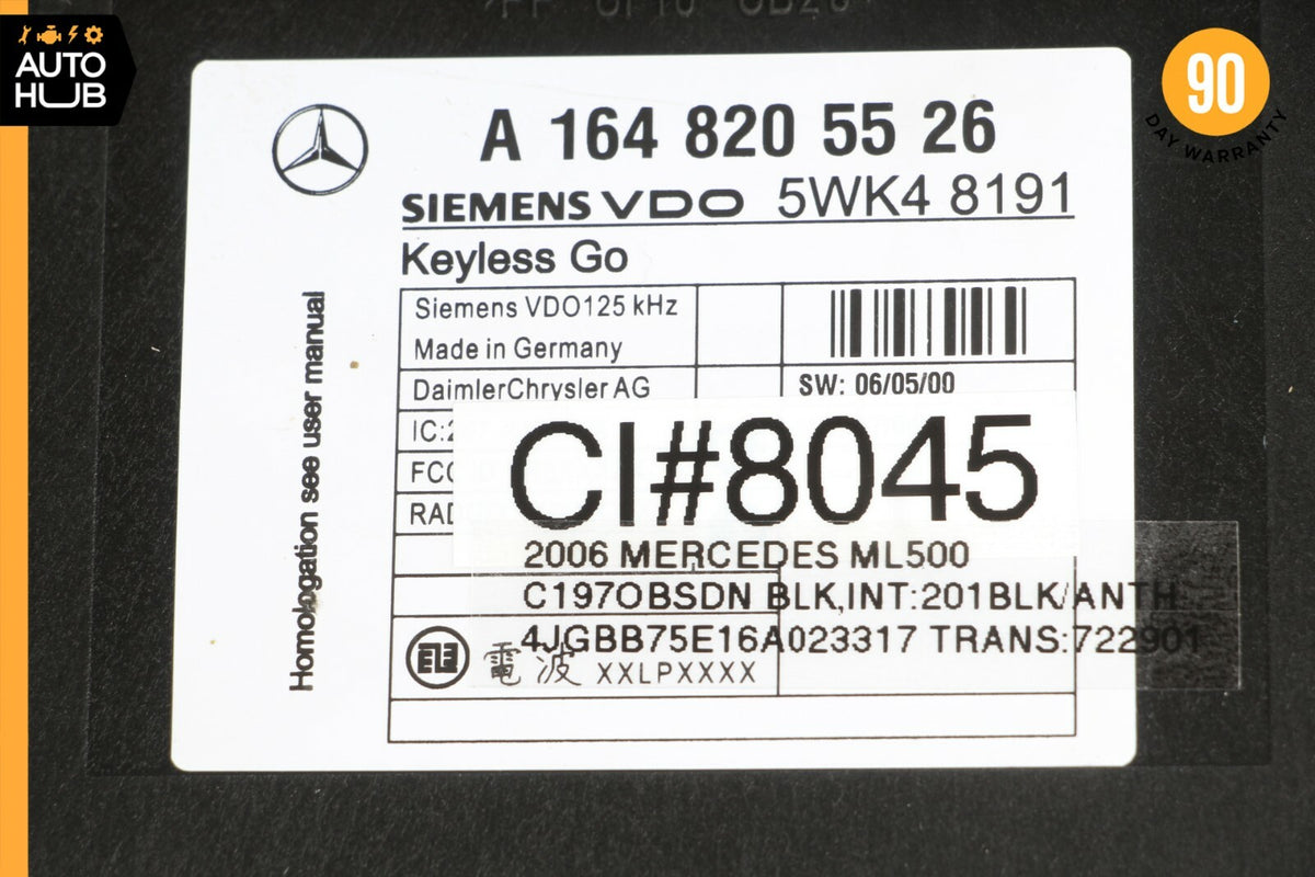 06-12 Mercedes W164 ML500 GL550 ML350 Keyless Go Control Module 1648205526 OEM - photo 8