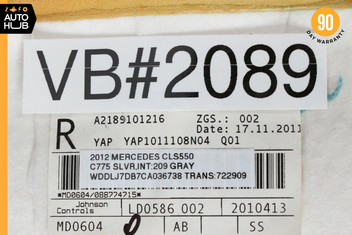 12-14 Mercedes W218 CLS550 Top Upper Seat Cushion Front Right Side Gray OEM - photo 12