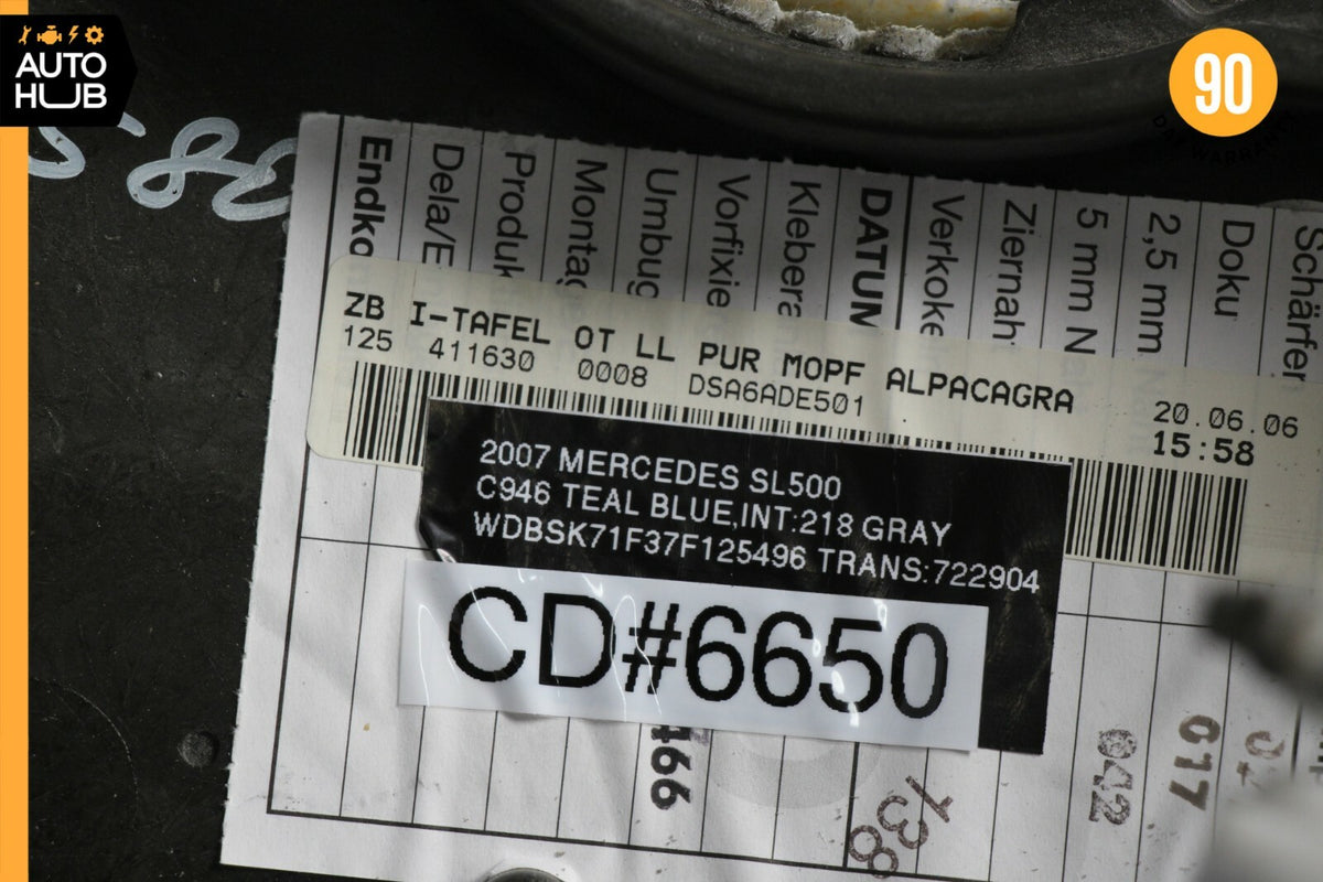 07-12 Mercedes R230 SL550 Dashboard Instrument Cover Panel Gray OEM 60k - photo 13
