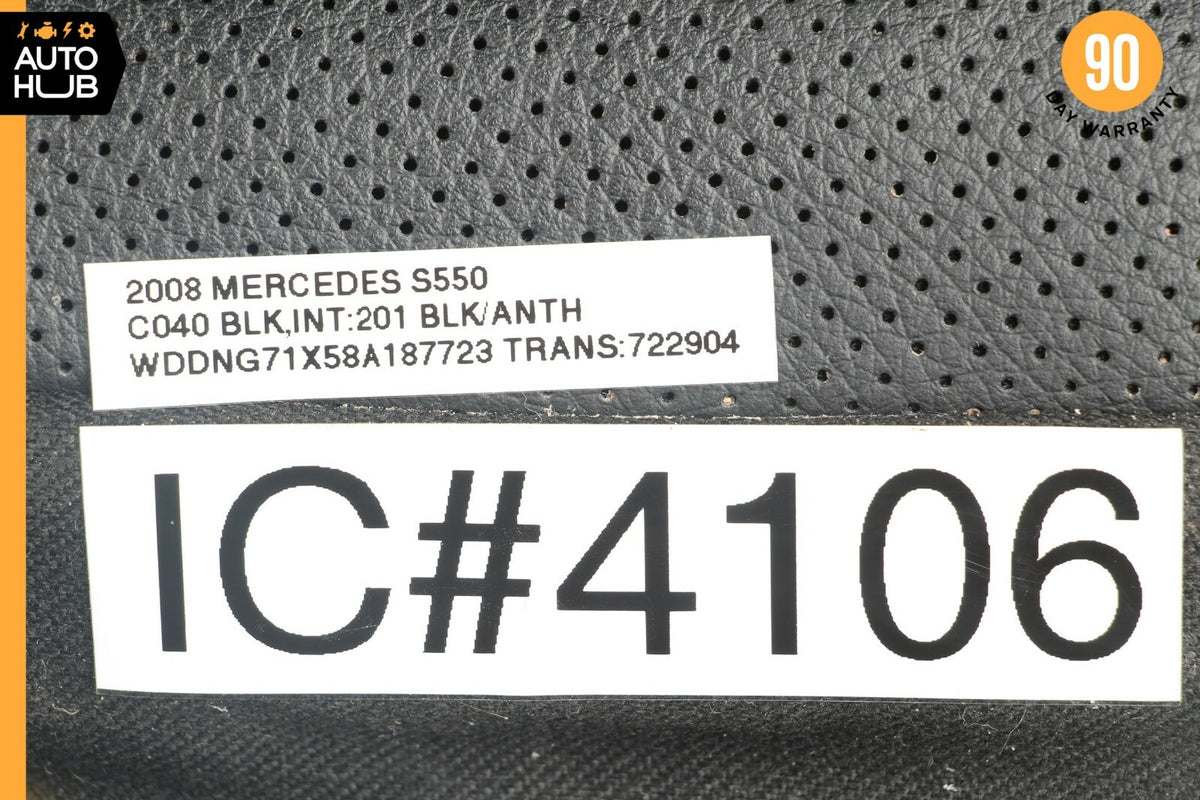 07-09 Mercedes W221 S550 S450 Front Right Side Top Upper Seat Cushion Black OEM - photo 12