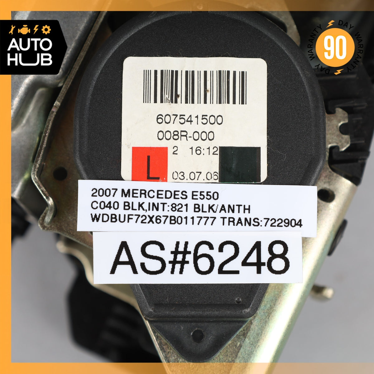 07-09 Mercedes W211 E550 E350 CLS550 Front Left Driver Side Seat Belt Black OEM - photo 12