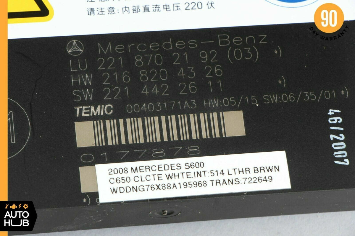 07-10 Mercedes W221 S600 S63 Front Left or Right Seat Contour Control Module OEM - photo 8