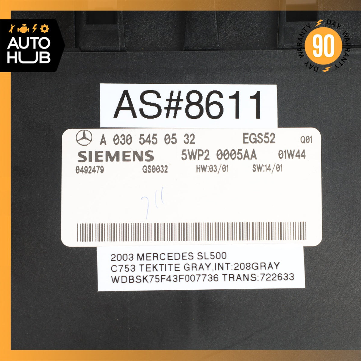 2003 Mercedes R230 SL500 TCU Transmission Control Module 0305450532 OEM - photo 8