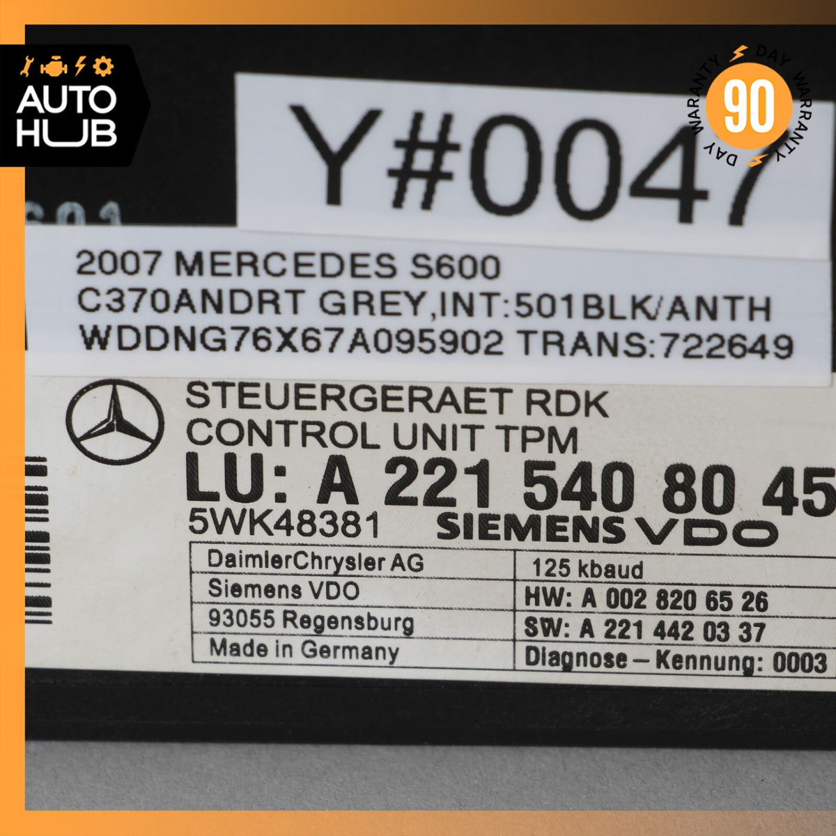 07-14 Mercedes W221 S600 CL550 Tire Pressure Monitor Module 2215408045 OEM - photo 8