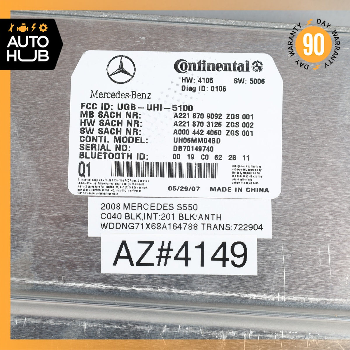 07-10 Mercedes W221 S550 CL550 Bluetooth Communication Module 2218709092 OEM - photo 8