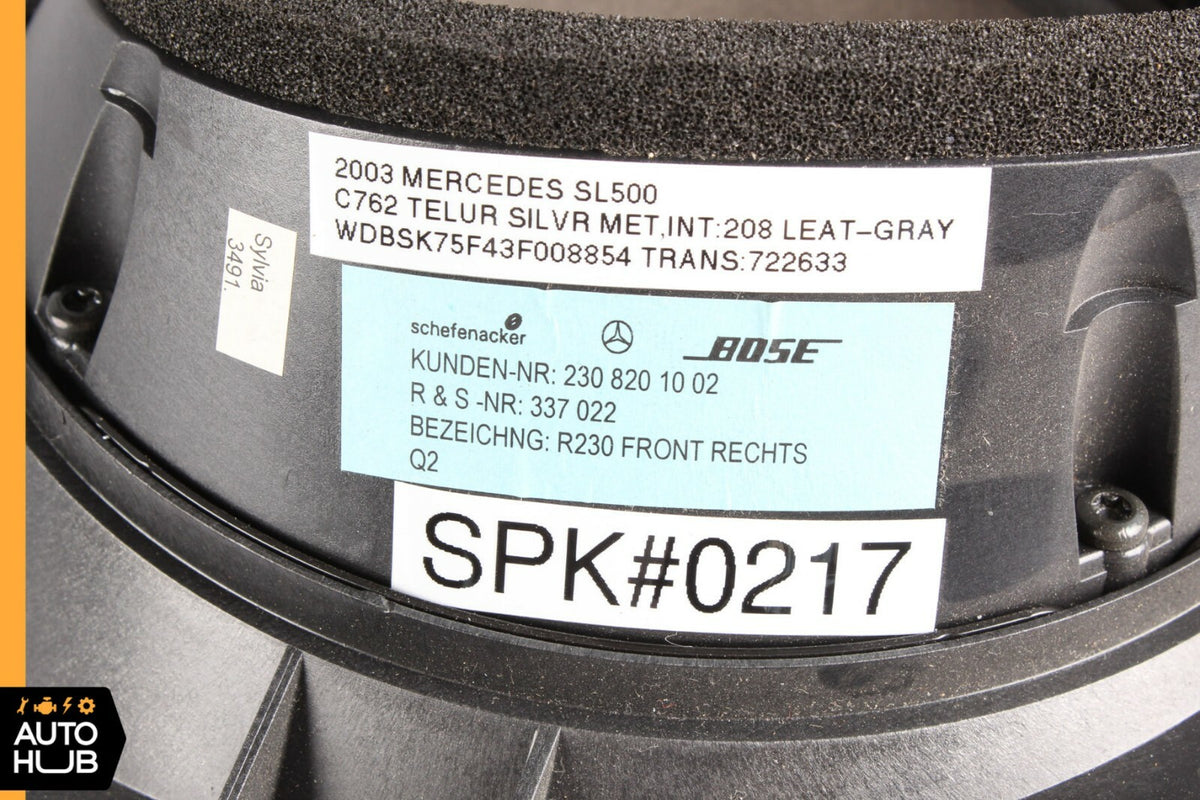 03-08 Mercedes R230 SL500 SL55 Right Passenger Side Door Audio Speaker Bose OEM - photo 7