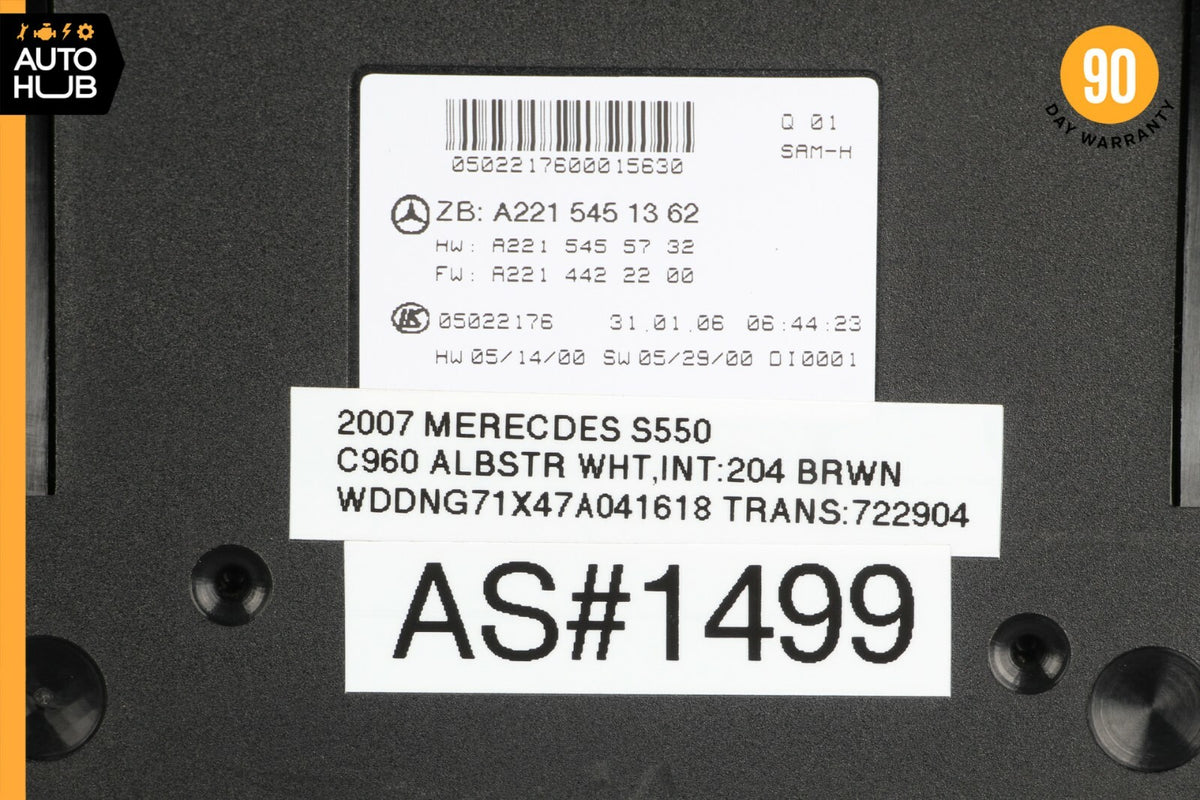 07-09 Mercedes W221 S550 CL550 S400 Rear Trunk Fuse Box Module 2215402550 OEM - photo 12