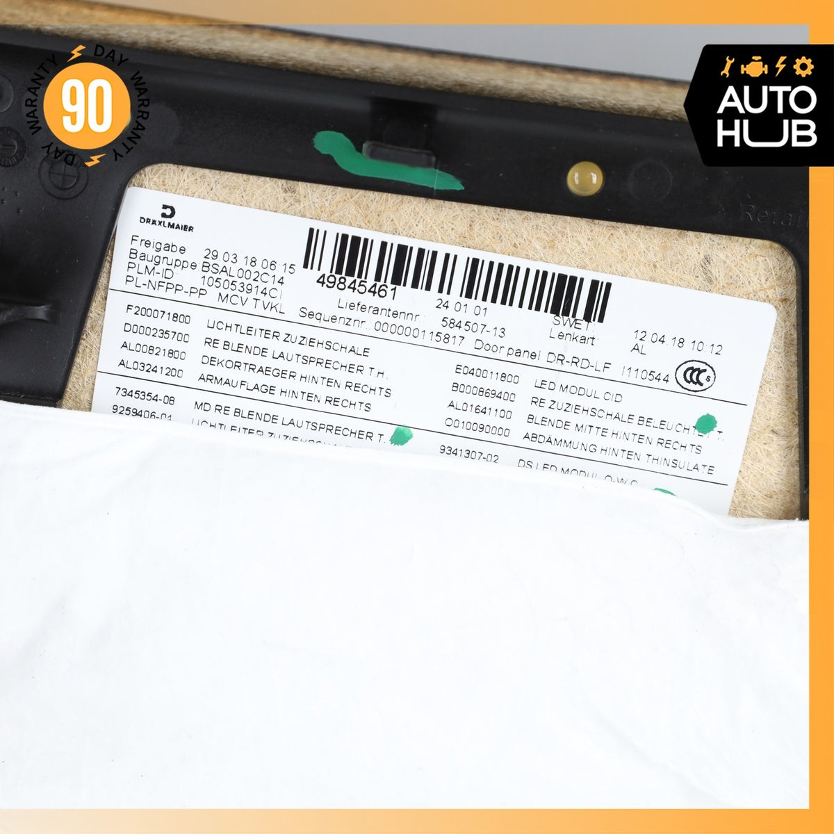 14-21 BMW i3 I01 Rear Right Side Interior Door Panel Brown OEM - photo 14