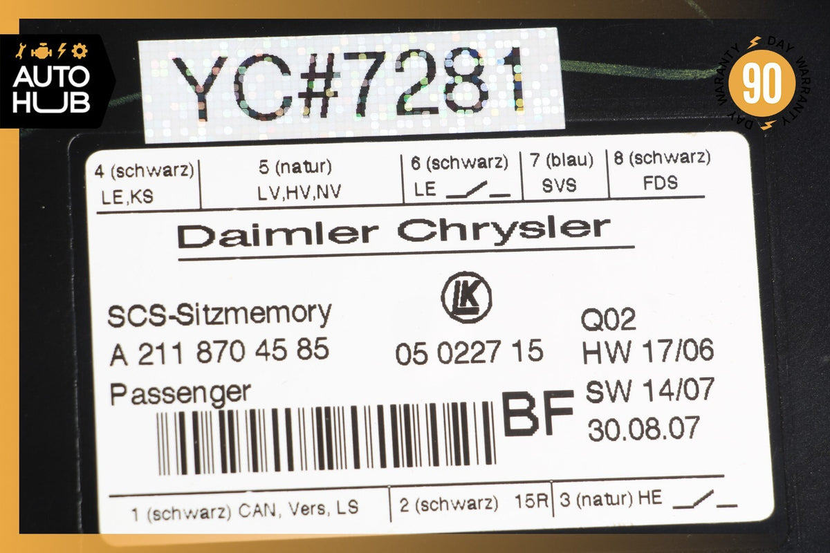 03-12 Mercedes W211 E350 E63 AMG Front Right Seat Control Module 2118704585 OEM - photo 9