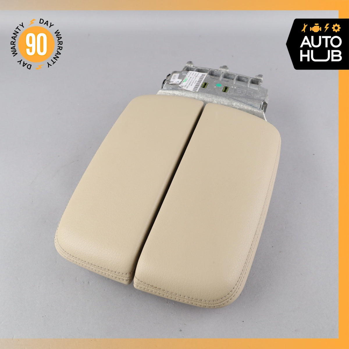 17-19 Audi 4M Q7 Front Center Console Armrest Arm Rest Beige OEM 87k - photo 2