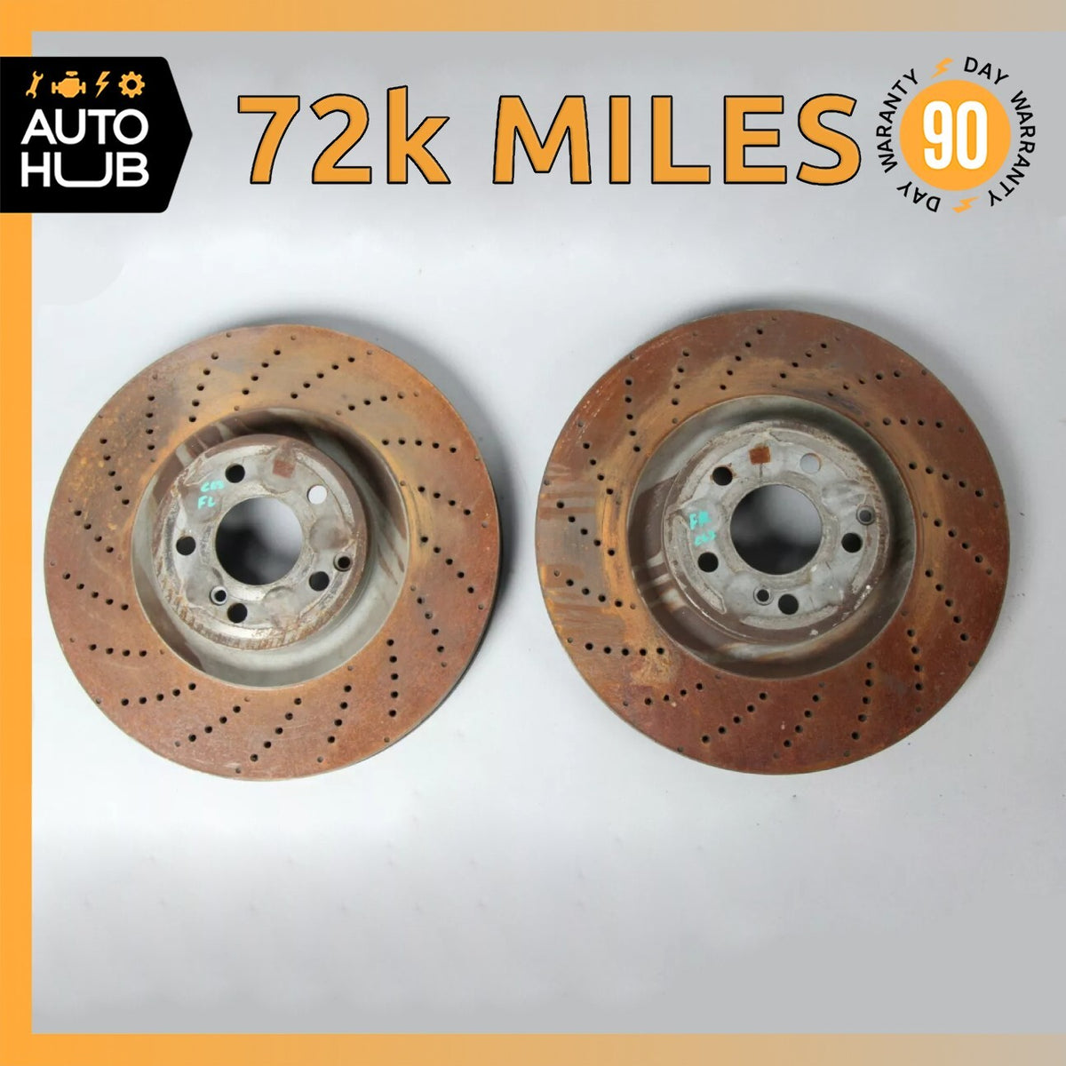 Mercedes W204 C63 AMG E550 Front Left & Right Drilled Disc Brake Rotors OEM 72k - photo 1