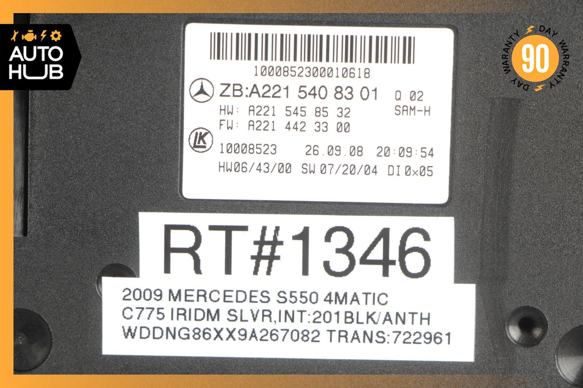 07-09 Mercedes W221 S550 S63 CL550 Rear Trunk Fuse Box Module 2215408301 OEM - photo 9