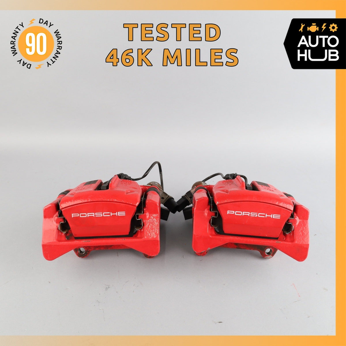 15-25 Porsche Macan 95B Rear Brake Calipers Left & Right Set w/ Actuator Red OEM - photo 1