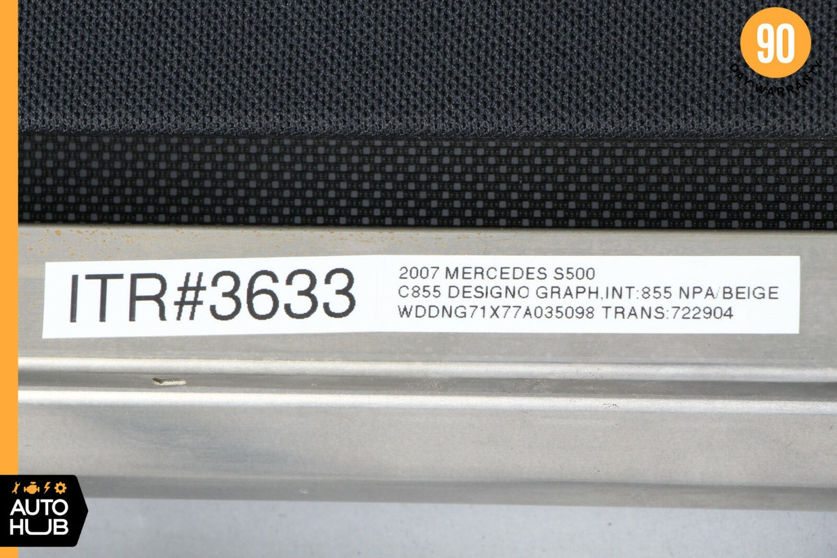 07-13 Mercedes W221 S63 S550 Rear Window Sun Shade Screen Roller Blind Black OEM - photo 12