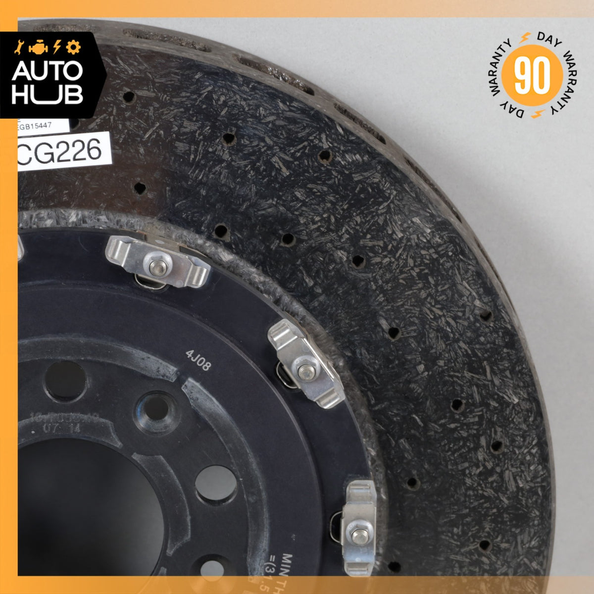08-16 Aston Martin DB9 DBS Rear Carbon Ceramic Brake Rotor ED232C026CA OEM 22k - photo 3