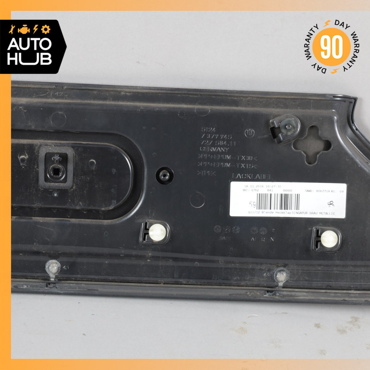 BMW G12 740Li Trunk Boot Lid License Plate Shell Panel Gray 7424734 OEM - photo 10