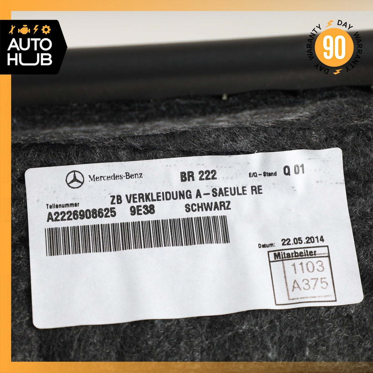 Mercedes W222 S65 Front Right Side A Pillar Trim Panel 2226908625 OEM - photo 10