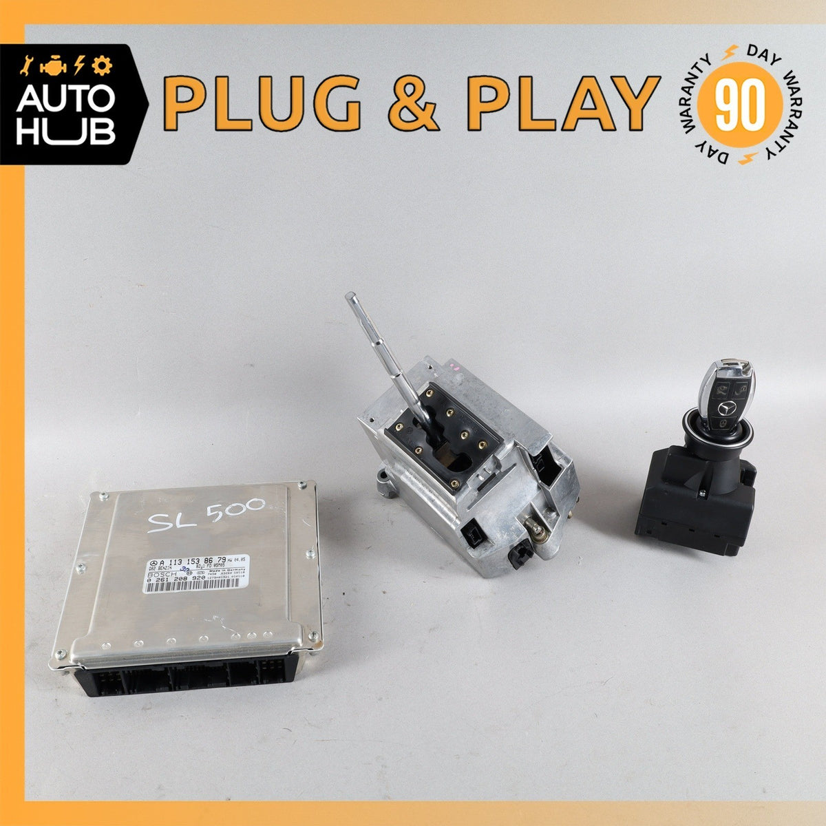 Mercedes R230 SL500 ECU Engine Computer EIS Ignition Switch Key Shifter Set 70k - photo 1