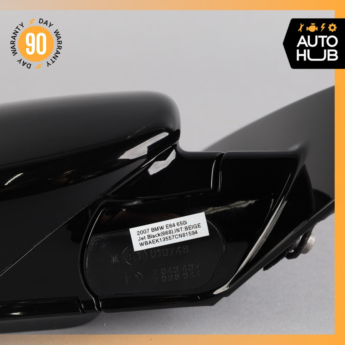 06-10 BMW E64 650i Right Passenger Side Rear View Door Mirror Jet Black OEM 71k - photo 13