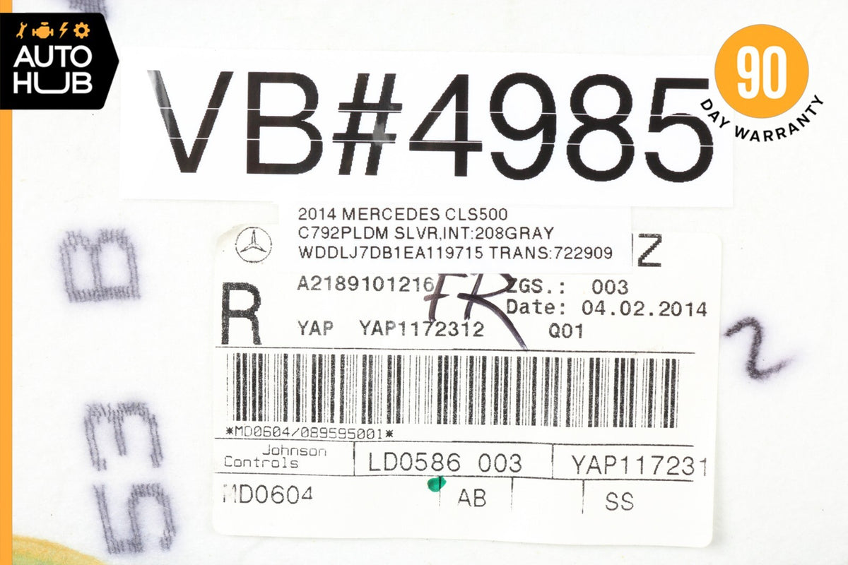 12-14 Mercedes W218 CLS550 Top Upper Seat Cushion Front Right Passenger Side OEM - photo 12