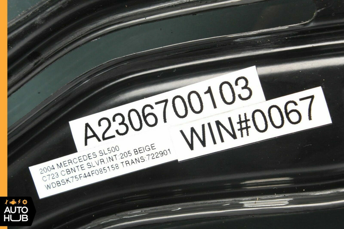 03-12 Mercedes R230 SL500 SL550 Rear Left Window Quarter Glass Regulator OEM - photo 7