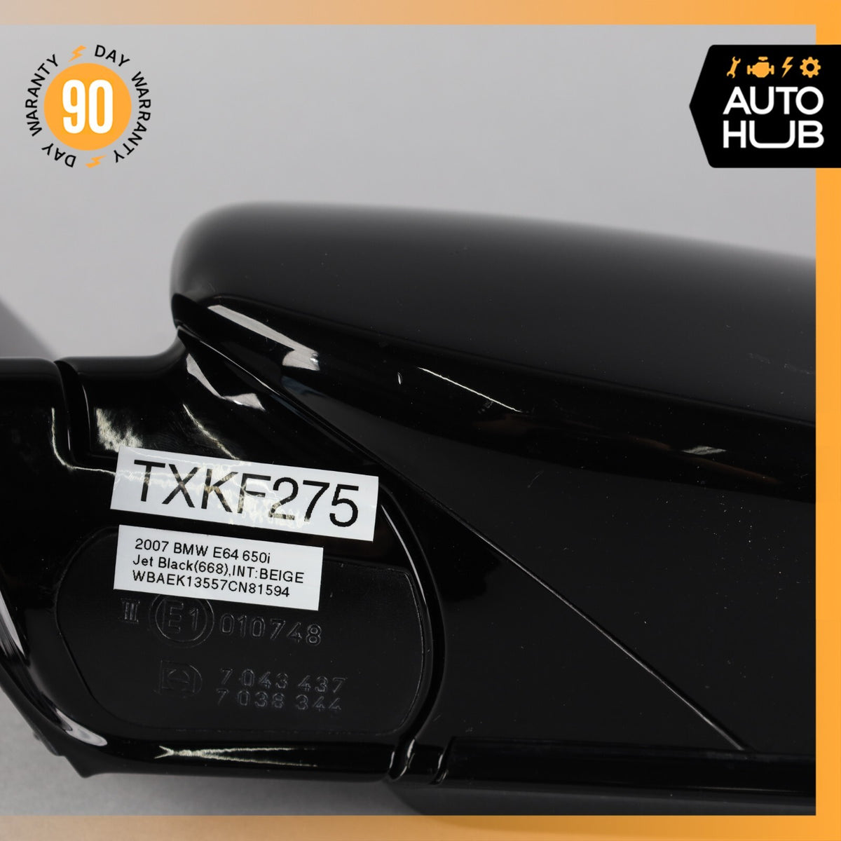 06-10 BMW E64 650i Left Driver Side Rear View Door Mirror Jet Black OEM 71k - photo 12