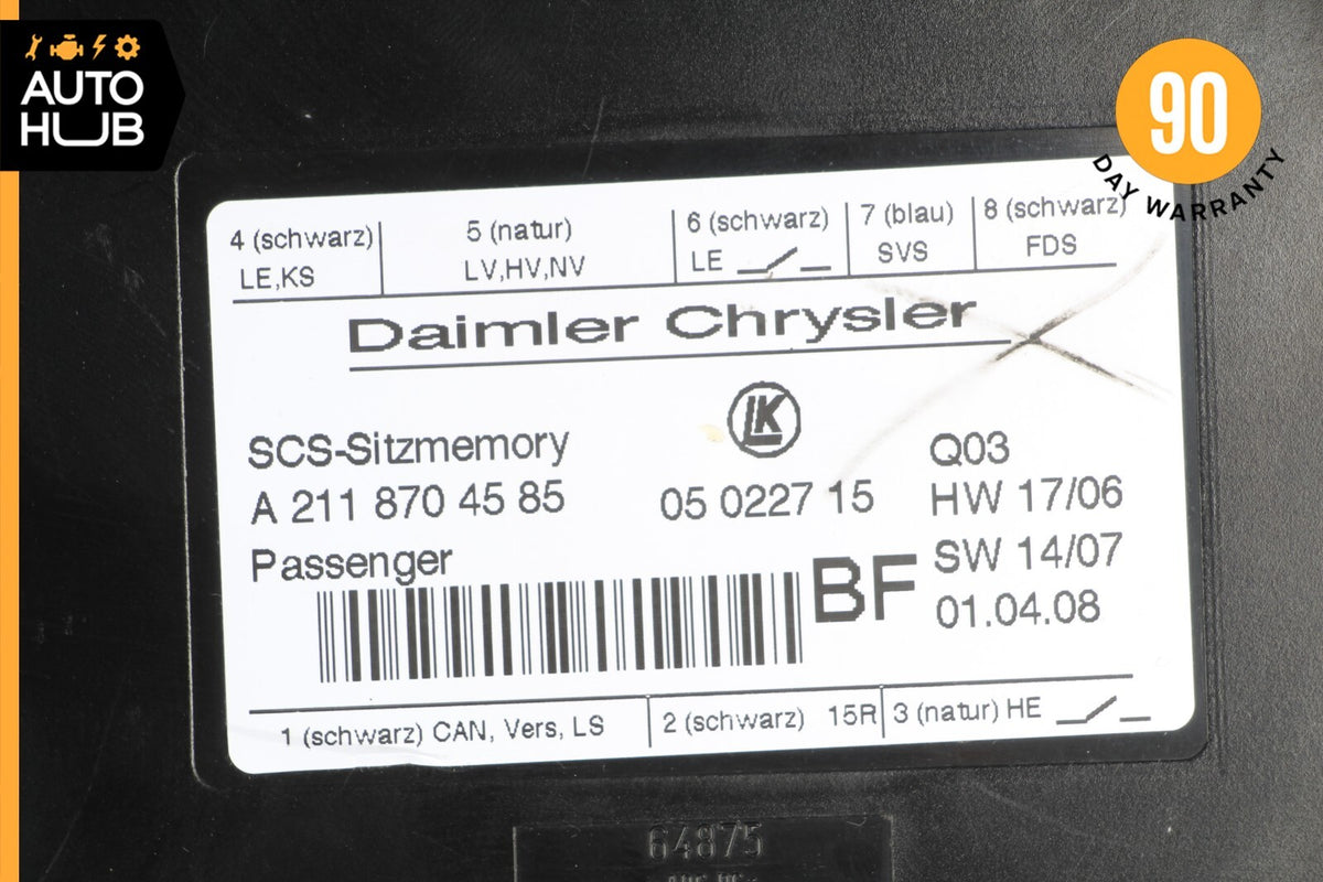 03-12 Mercedes W164 ML320 E63 AMG Front Right Seat Control Module 2118704585 OEM - photo 11