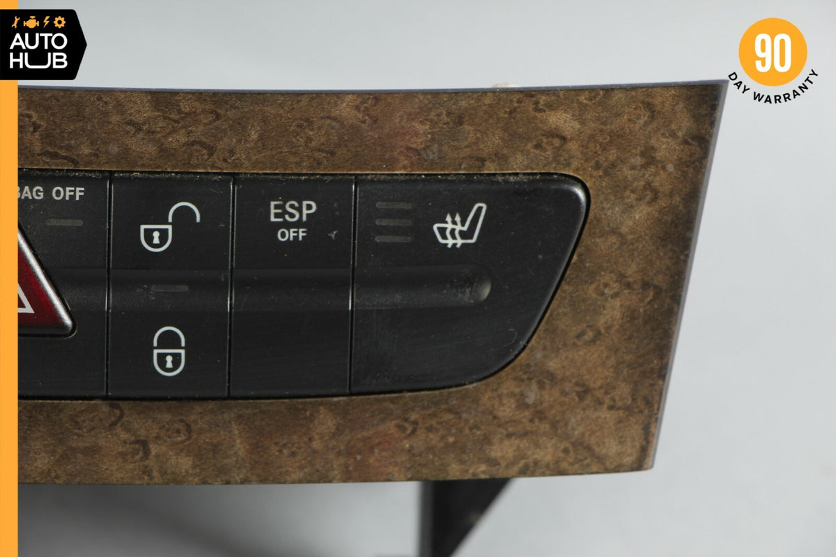07-09 Mercedes W211 E350 E550 Hazard Control Door Lock Switch Panel Wood OEM - photo 4