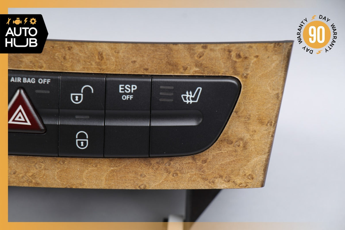 07-09 Mercedes W211 E350 CLS550 E63 AMG Hazard Switch Control Panel Wood OEM - photo 4