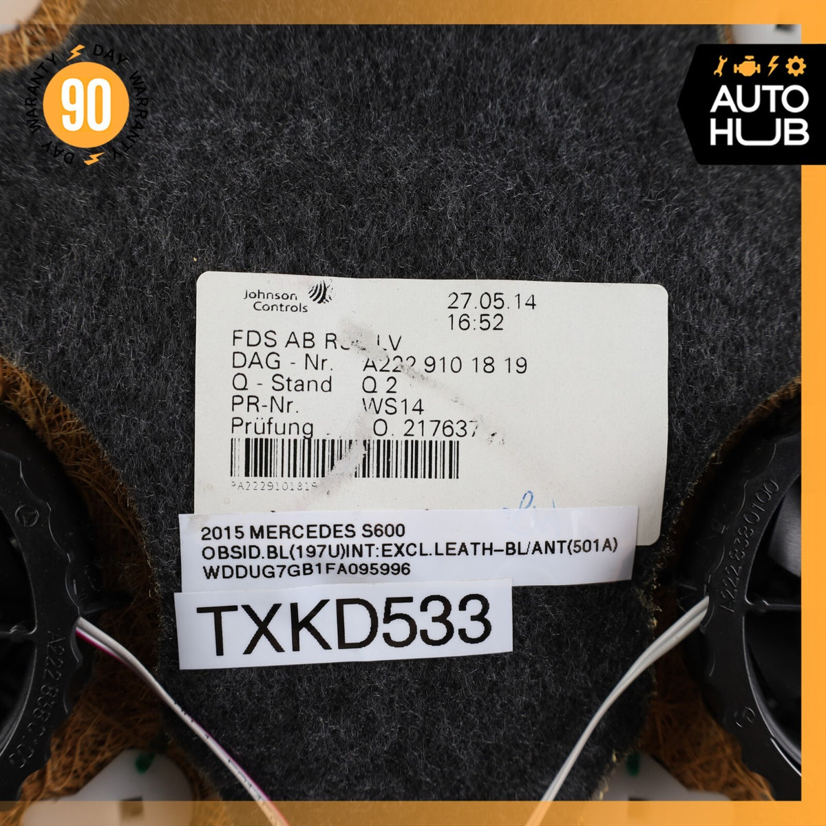 15-17 Mercedes W222 S600 Front Right Passenger Side Seat Upper Back Cushion OEM - photo 21