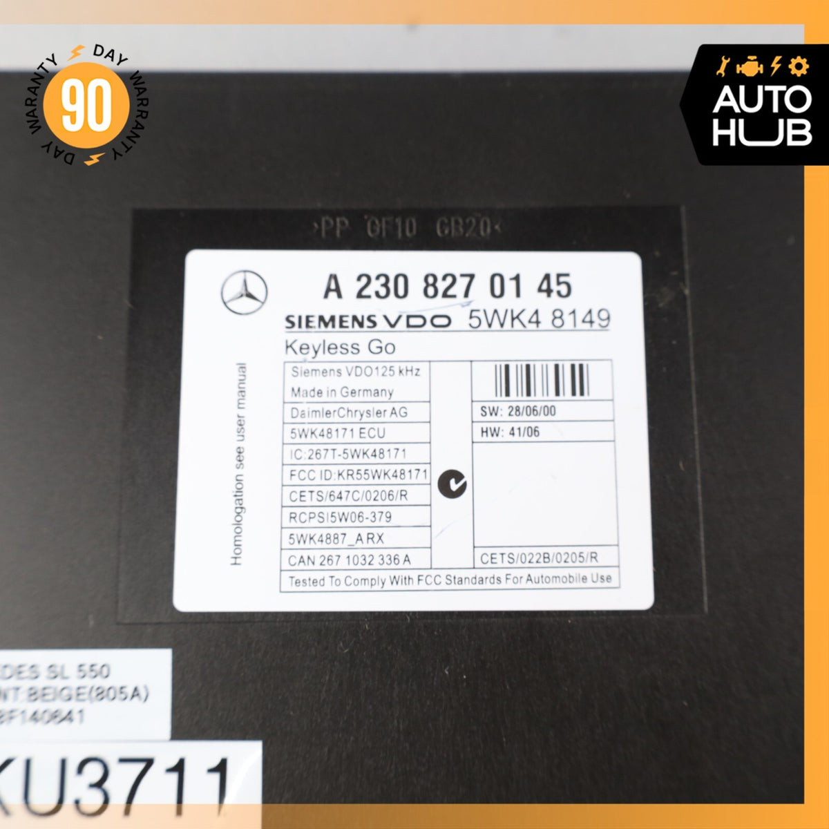 07-12 Mercedes R230 SL550 SL500 SL600 Keyless Go Entry Control Module OEM - photo 7