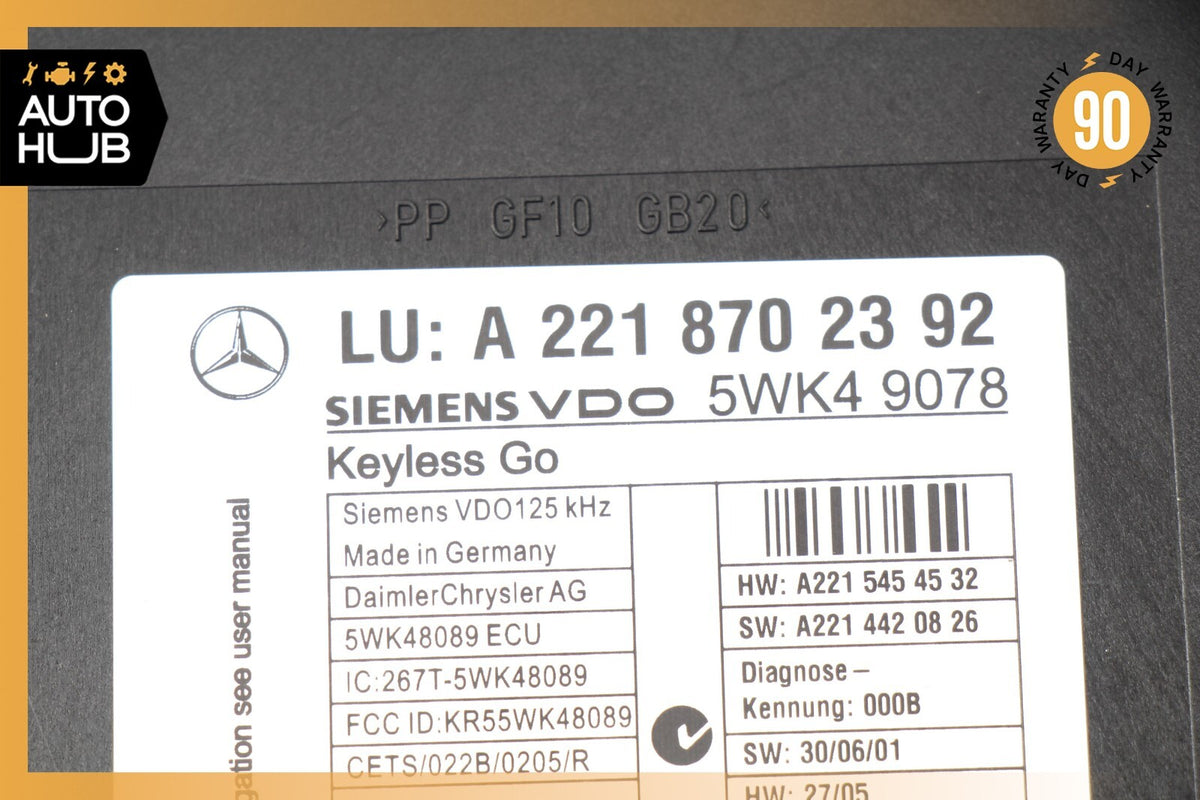 07-10 Mercedes W216 CL550 S400 Keyless Go Control Module 2218702392 OEM - photo 11