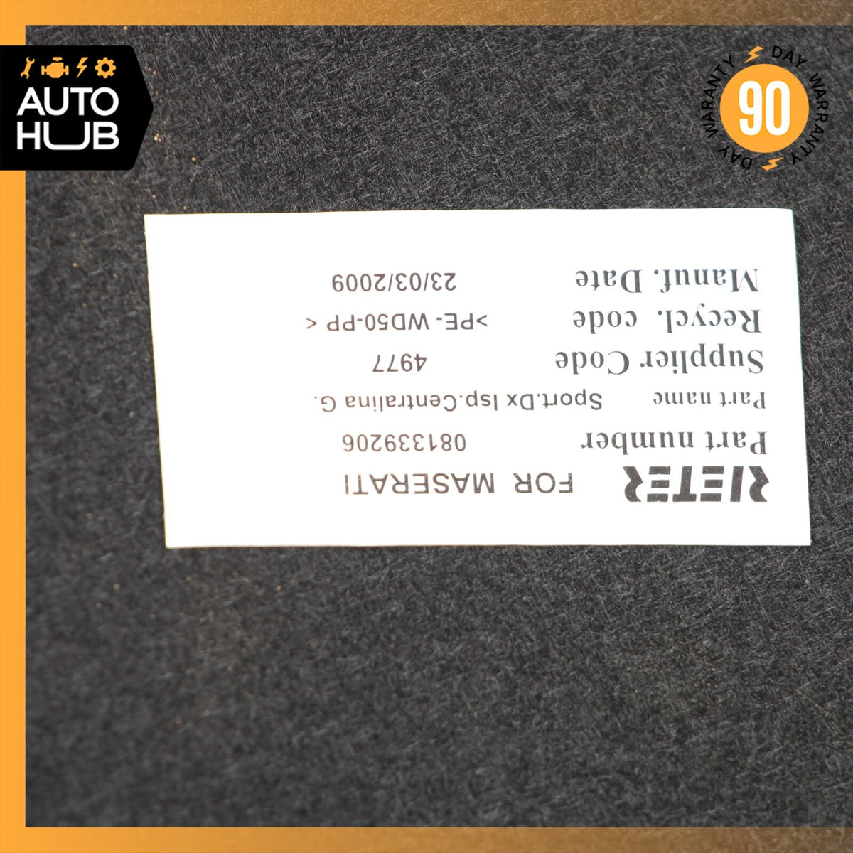 08-19 Maserati GranTurismo M145 Rear Right Side Trunk Floor Carpet Panel OEM - photo 12