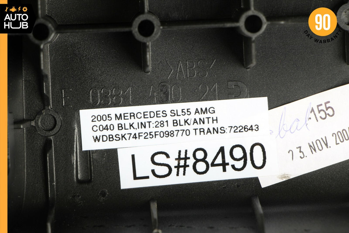 03-06 Mercedes R230 SL55 AMG SL500 Center Console Rear Lid Cover Panel Black OEM - photo 12