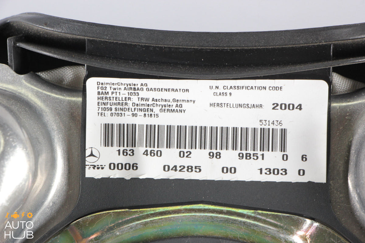 01-05 Mercedes W163 ML350 ML55 AMG Steering Wheel Airbag Air Bag Black OEM - photo 11