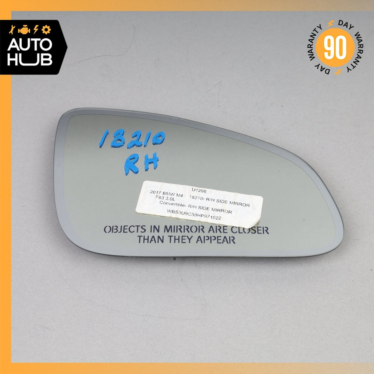 14-18 BMW F83 M4 M3 Right Passenger Side Door Mirror Glass 51168059570 OEM - photo 2