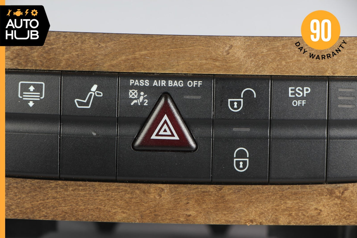 07-09 Mercedes W211 E350 CLS550 E63 AMG Hazard Switch Control Panel Wood OEM - photo 3