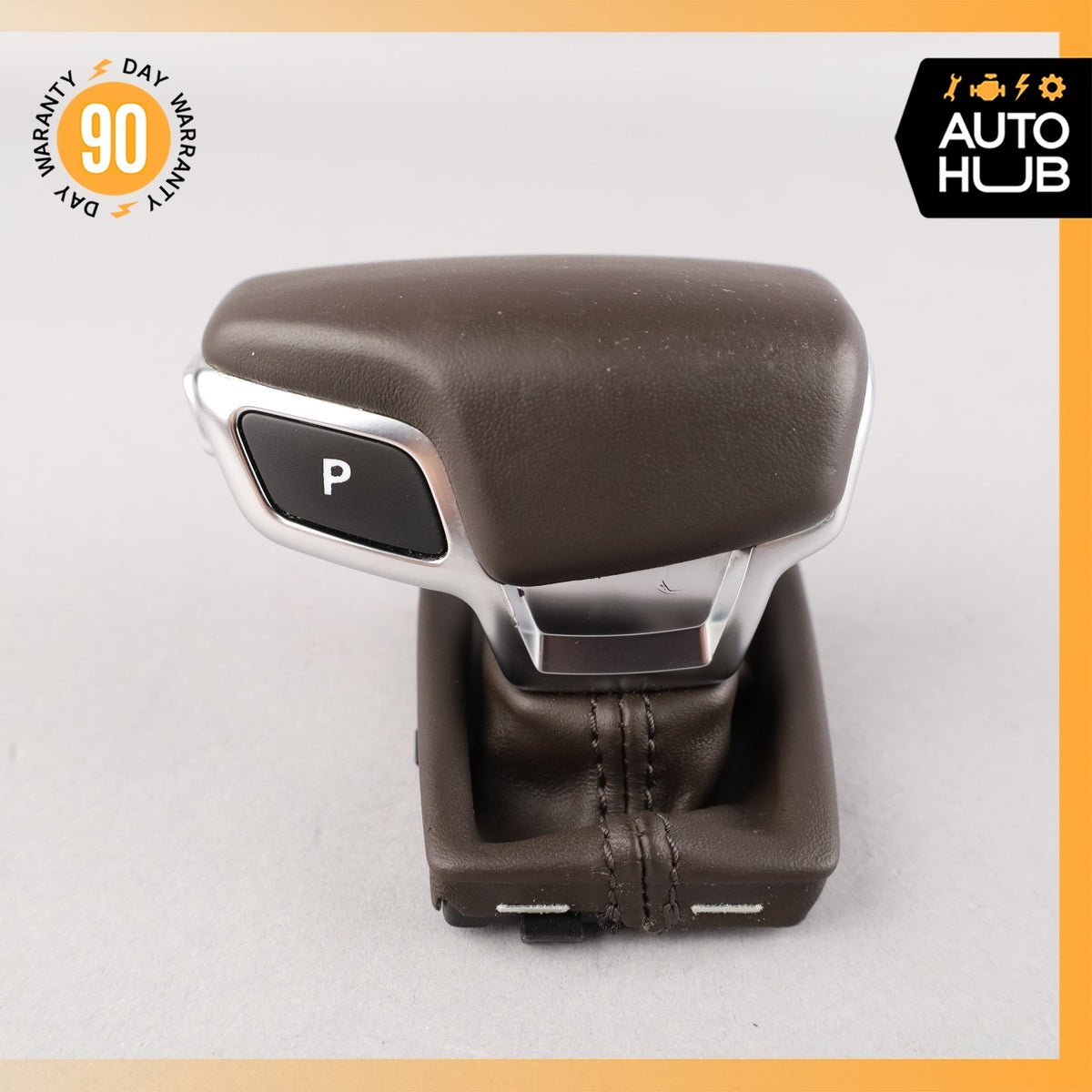 17-19 Audi 4M Q7 Gear Shift Shifter Knob Boot Cover Brown OEM 87k - photo 6