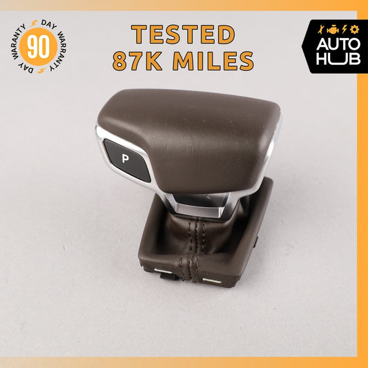 17-19 Audi 4M Q7 Gear Shift Shifter Knob Boot Cover Brown OEM 87k - photo 1