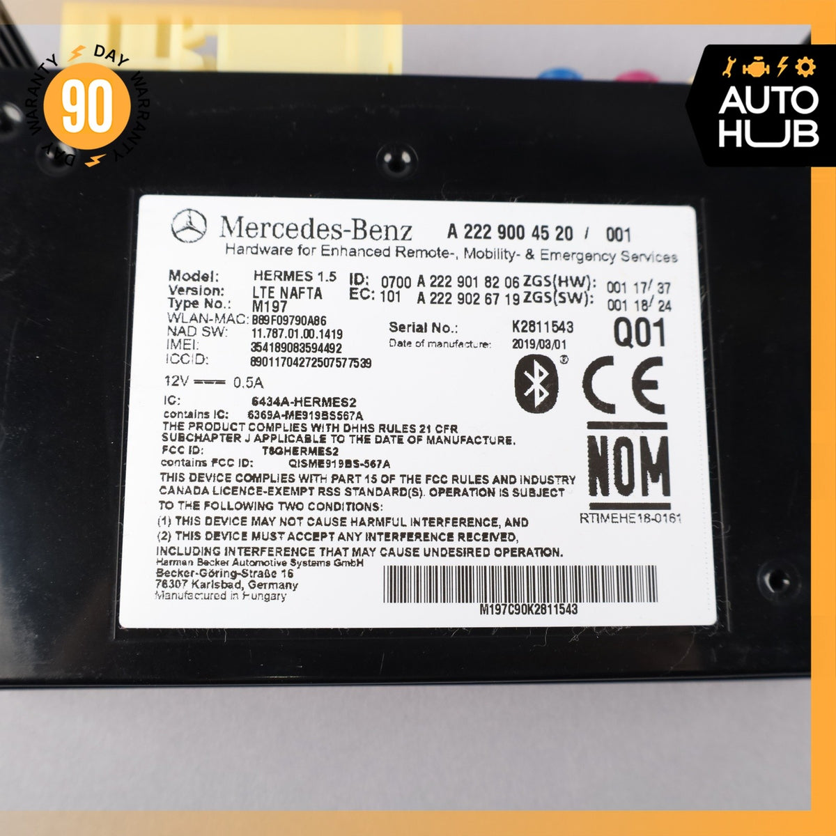 15-23 Mercedes W205 C43 C63 AMG Bluetooth Telematic Control Module OEM - photo 8