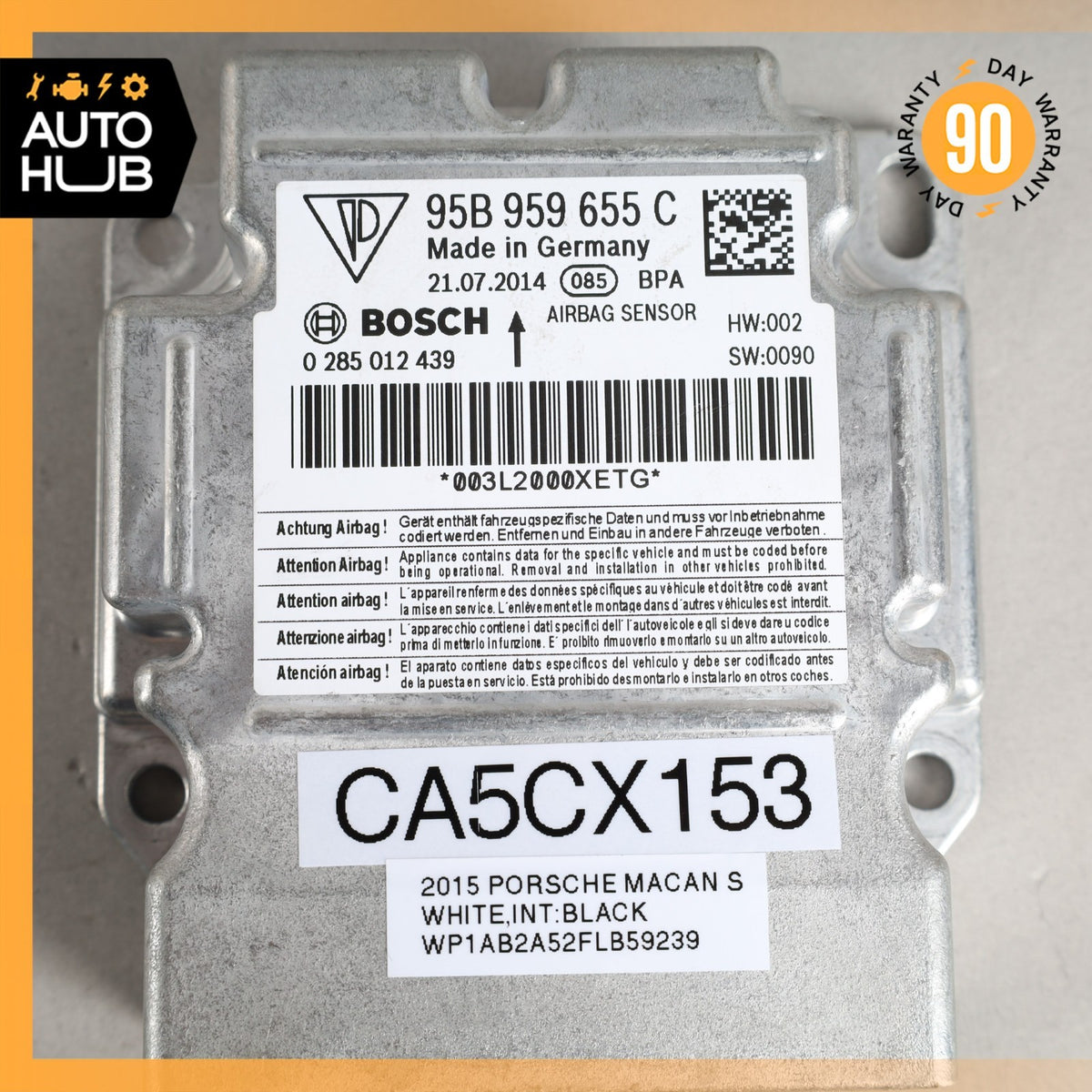 Porsche Macan 95B Safety Air Bag Sensor SRS Control Module 95B959655C OEM 88k - photo 7