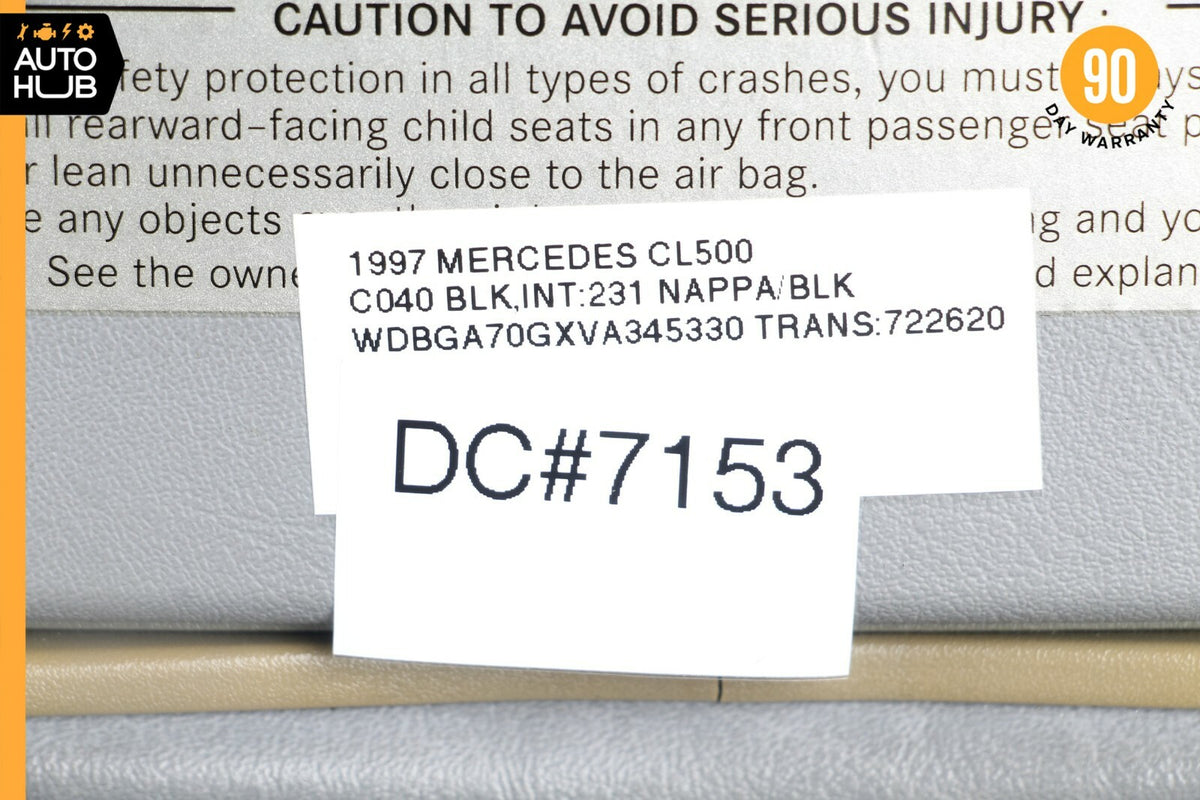 93-99 Mercedes W140 CL500 S500 Coupe Right Side Sun Visor Sunvisor Grey OEM - photo 10