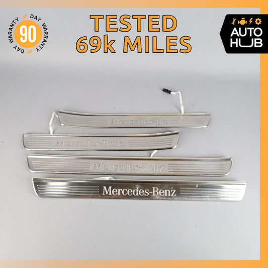 Mercedes W222 S550 S600 Front & Rear Illuminated Door Step Sill Panel Set OEM - photo 1